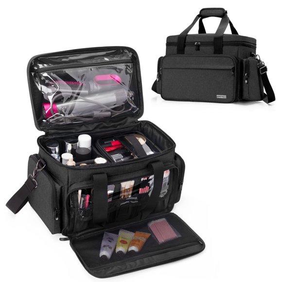 Bolsa de maquillaje BAFASO grande con 2 bolsas y separadores extraíbles