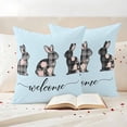 thumbnail image 3 of Blue Easter Outdoor Waterproof Pillow Covers, Spring Rabbit Plaid Flowers Animal Floral Decorative Square Throw Pillowcase Sofa Cushion Sham for Patio/Couch/Chair, 18"x18" 2 Pack, 3 of 8
