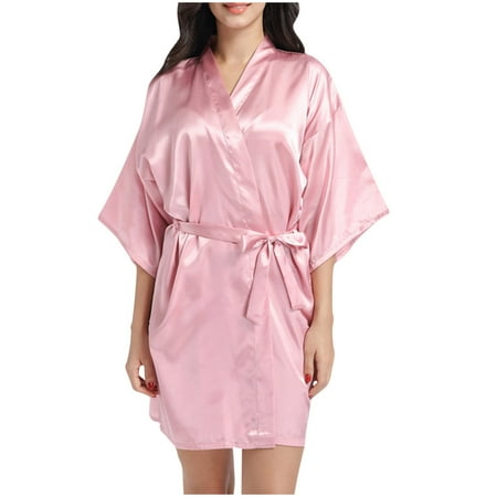 VONCOS Women s Satin Robe Sleepwear- Bathrobe Valentines Lingerie for Women Sling Summer Sexy Short Robes Khaki Size XL