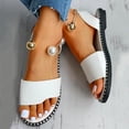 thumbnail image 2 of Anuirheih Flatform Sandals for Women, Open Toe Round Toe Pearl Buckle Ankle Strap Causal Sandals for Women(White）, 2 of 8