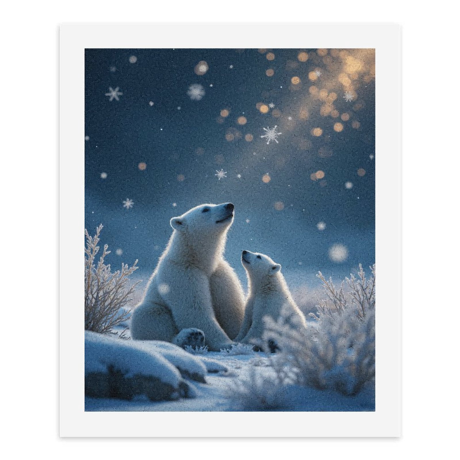 Paint by Numbers Kit for Adults, Polar Bears Snowy Night Paint by Numbers, Easy Paint by Numbers Kit for Adults Beginner, DIY Adult Paint by Number Kits on Canvas, Home Decor