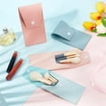 thumbnail image 4 of 4 Pcs Portable Brush Bags Brush Storage Pouch for Travel Small Cosmetics Brushes Case Makeup Brush Protection Bag with Platic Buttons (4 Colors), 4 of 6