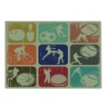 thumbnail image 2 of Sports Cutting Board, Assorted Sports Banners Vintage Grunge Effect Tennis Soccer Bowling Sports Pub Theme, Decorative Tempered Glass Cutting and Serving Board, Large Size, Multicolor, by Ambesonne, 2 of 5