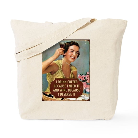 CafePress - Drink Wine Tote Bag - Unisex Canvas Tote Bag, Beige, 1-Piece
