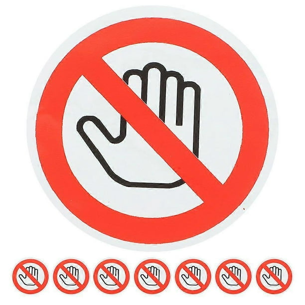 8pcs Safety Warning Sign Stickers Prohibited Do Not Touch Labels Prevent Mechanical Injury Self-Adhesive Decals For Factories Warehouses Offices