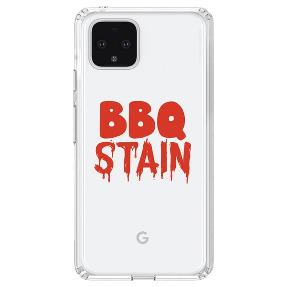 DistinctInk Clear Shockproof Hybrid Case for Google Pixel 4 (6.1" Screen) - TPU Bumper Acrylic Back Tempered Glass Screen Protector - BBQ Stain Barbecue