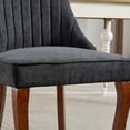 thumbnail image 6 of Black Waterproof Stain-Resistant Tech Velvet Dining Chair Set of 6 with Curved Solid Wood Legs, 6 of 16