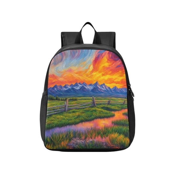 Toddler Backpack Orange Mountain Sunset Landscape Waterproof Lightweight Backpack Casual Mini Daypack for Daycare & Travel