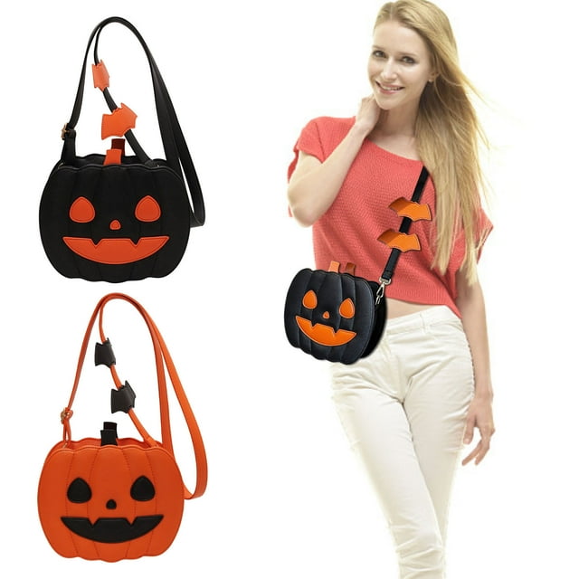Bolso bandolera de calabaza de Halloween para mujer - Bolso ajustable de cuero con correa de cadena, monedero pequeño y monísimo para teléfono y llaves, regalo perfecto de Halloween