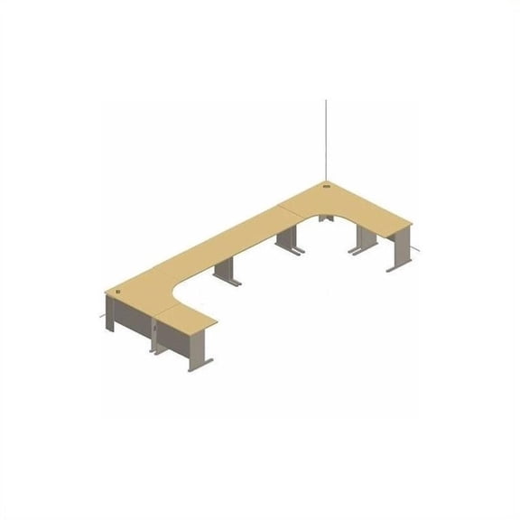 Bush Business Furniture Series A 6-Piece Extended U-Shape Desk in Natural Cherry