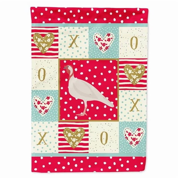 Caroline's Treasures CK5416GF Beltsville Small White Turkey Hen Love Flag Garden Size, Small, multicolor