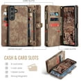 thumbnail image 3 of Funda tipo cartera para Samsung Galaxy S25 FE, con cremallera, tarjetero, correa de muñeca, funda protectora trasera magnética desmontable a prueba de golpes para Samsung Galaxy S25 FE 5G, 3 of 9