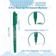 thumbnail image 2 of Uxcell Twin Tip Permanent Markers, 6 Pack Green Fine and Ultra Fine Point Colored Makers Quick Drying Coloring Pen for Writing Drawing on Wood Plastic Metal Glass Stone, 2 of 6