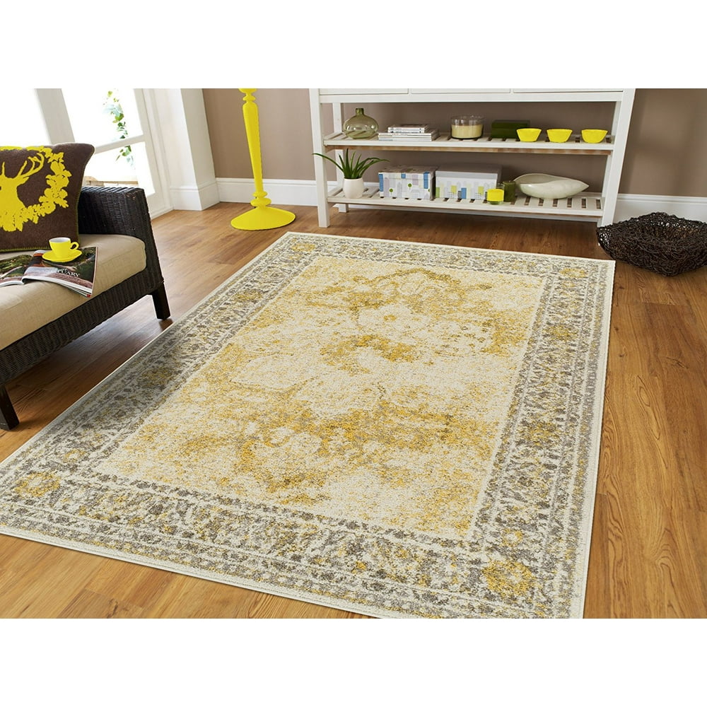 Large Rugs8 by 10 Cream Yellow Living Room Rugs 8x10 Distressed Area