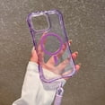 thumbnail image 2 of for iPhone 13 Pro Max Clear Magnetic Case with Anti-Drop Wrist Strap, Military Grade Drop Protection Anti-Yellowing Cell Phone Cover - Rugged Durable Shockproof Protective Bumper Case, Purple, 2 of 9