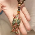 thumbnail image 5 of xiangDd Nepal Buddhist Mala Bead Pendant Necklace Ethnic Horn Fish Long Jewelry, 5 of 7