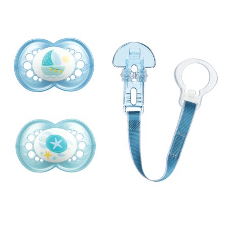 MAM Pacifiers and Baby Pacifier Clip, Baby Pacifier 16+ Months and Baby Pacifier Clip, Best Pacifier for Breastfed Babies, 'Pearl' Design Collection, Boy, (Best Month To Conceive Baby Boy In India)