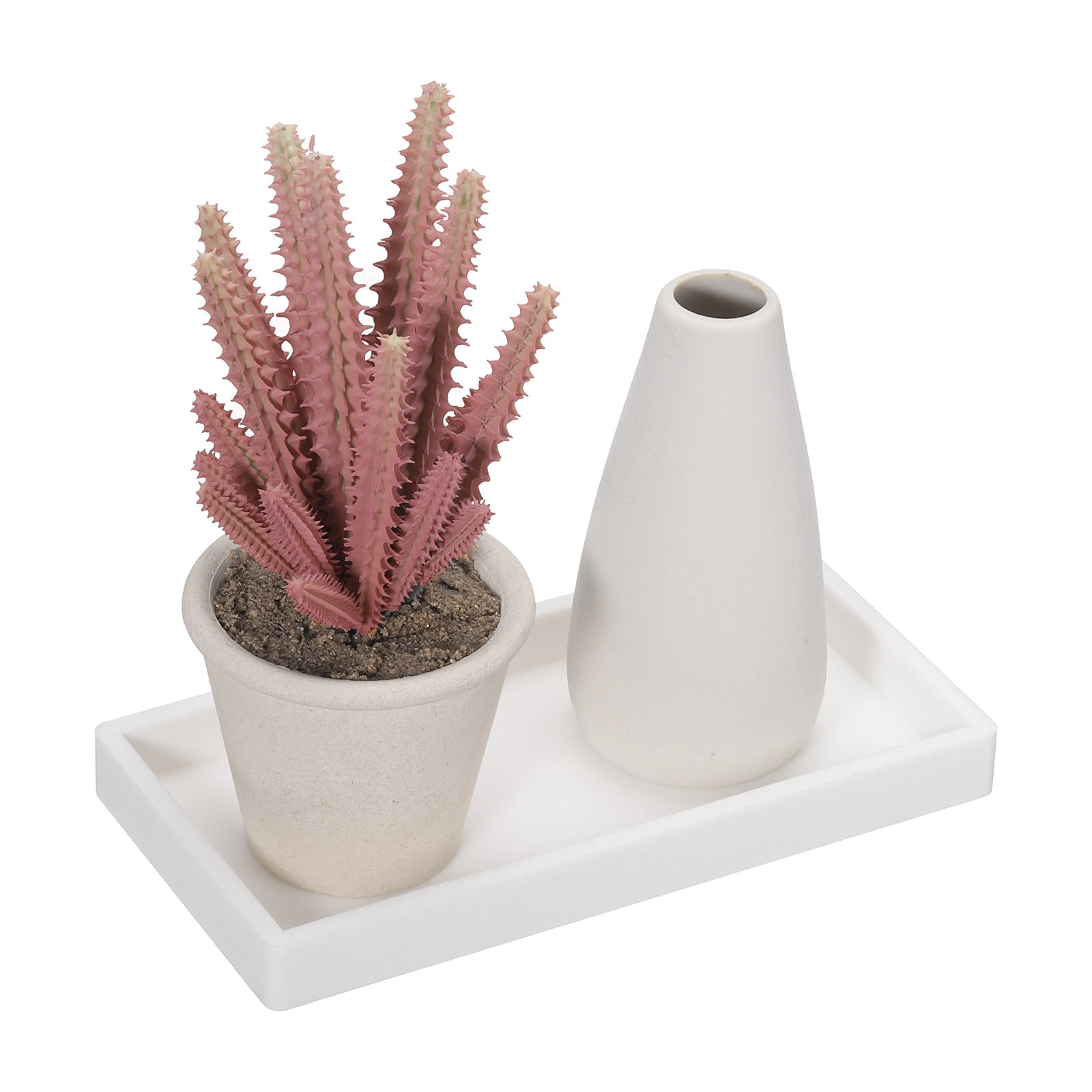Unique Bargains Silicone Bathroom Tray Soap Dispenser Tray Holder White 8" x 4"
