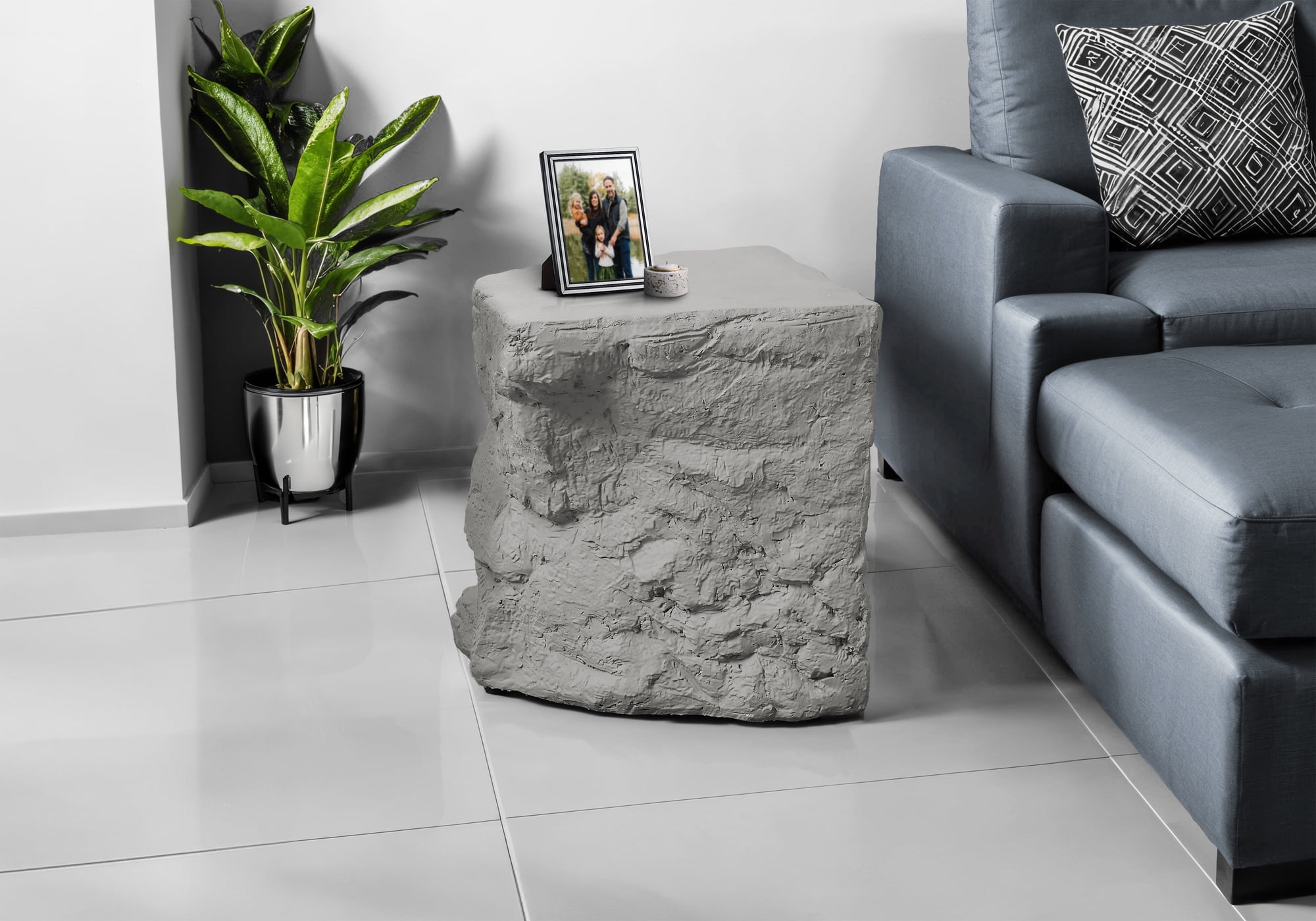 Monarch Specialties - Accent Table, 25"H, Indoor Or Outdoor, Side Table, Nightstand, End, Bedroom, Living Room, Grey, Contemporary, Modern