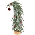 thumbnail image 2 of Flocked Curved Artificial Christmas Tree with Red Ornaments - 15", 2 of 6