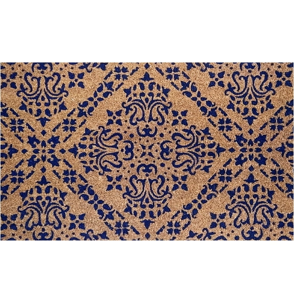 Briarwood Lane Blue Damask Coir Doormat 30 x 48