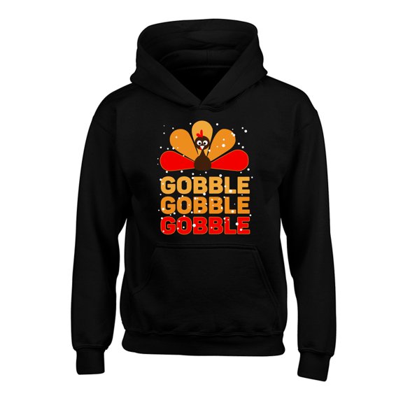 Awkward Styles Happy Thanksgiving Day Hoodies for Kids Gobble Turkey Hooded Youth Sweatshirt for Boys Girls