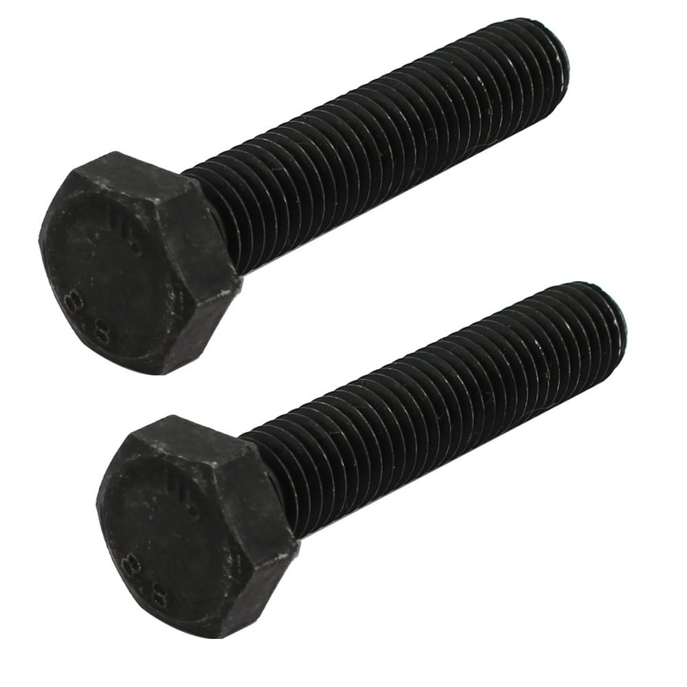 8.8 Grade M10x50mm Full Threaded Left Hand Thread Hex Head Bolt Black