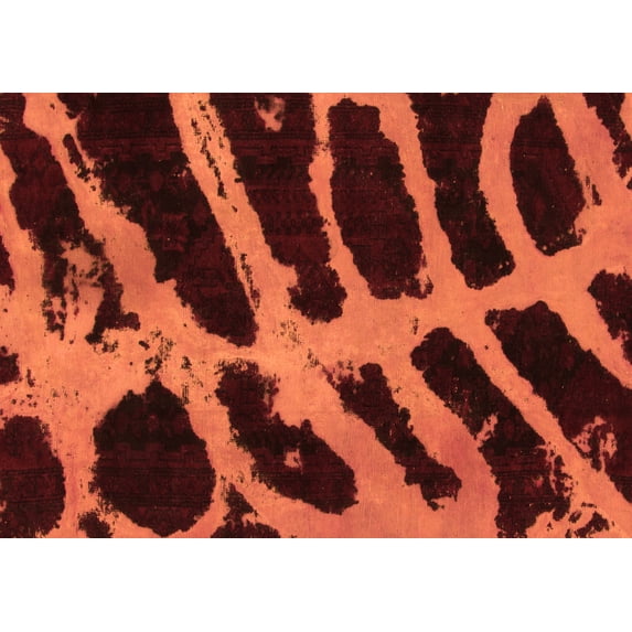 Ahgly Company Indoor Rectangle Abstract Orange Modern Area Rugs, 7' x 10'