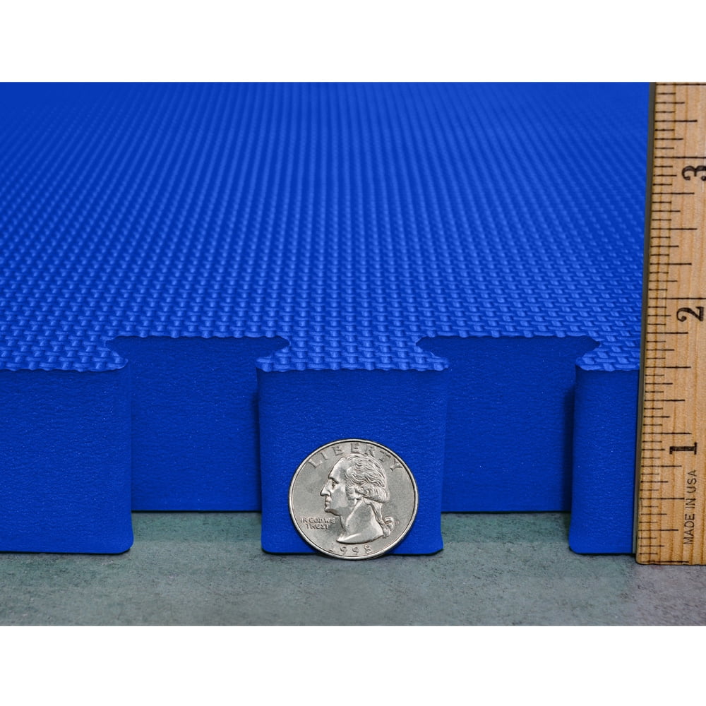 Meister X-THICK 1.5" Interlocking EVA Foam Mats - 2X Cushion for Wrestling, MMA Takedowns & Gymnastics - 2'x2' Tiles - Blue - 16 Tiles (64 Sqft)