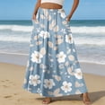 thumbnail image 2 of LWavelet Women Floral Print Tiered Maxi Skirt Elastic Waist With Pockets Boho Summer Long Skirt Light Blue 2XL, 2 of 6