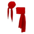 thumbnail image 2 of Sombrero con bufanda pirata, diadema y pañuelo pirata, atuendo pirata para hombre, bandana pirata Rojo, 2 of 9