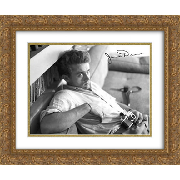 James Dean (camera) 2x Matted 24x20 Gold Ornate Framed Art Print