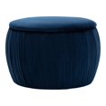 thumbnail image 1 of TOV Furniture Fleur 17.3" H Pouf de Rangement en Velours Transitionnel en Marine, 1 of 6