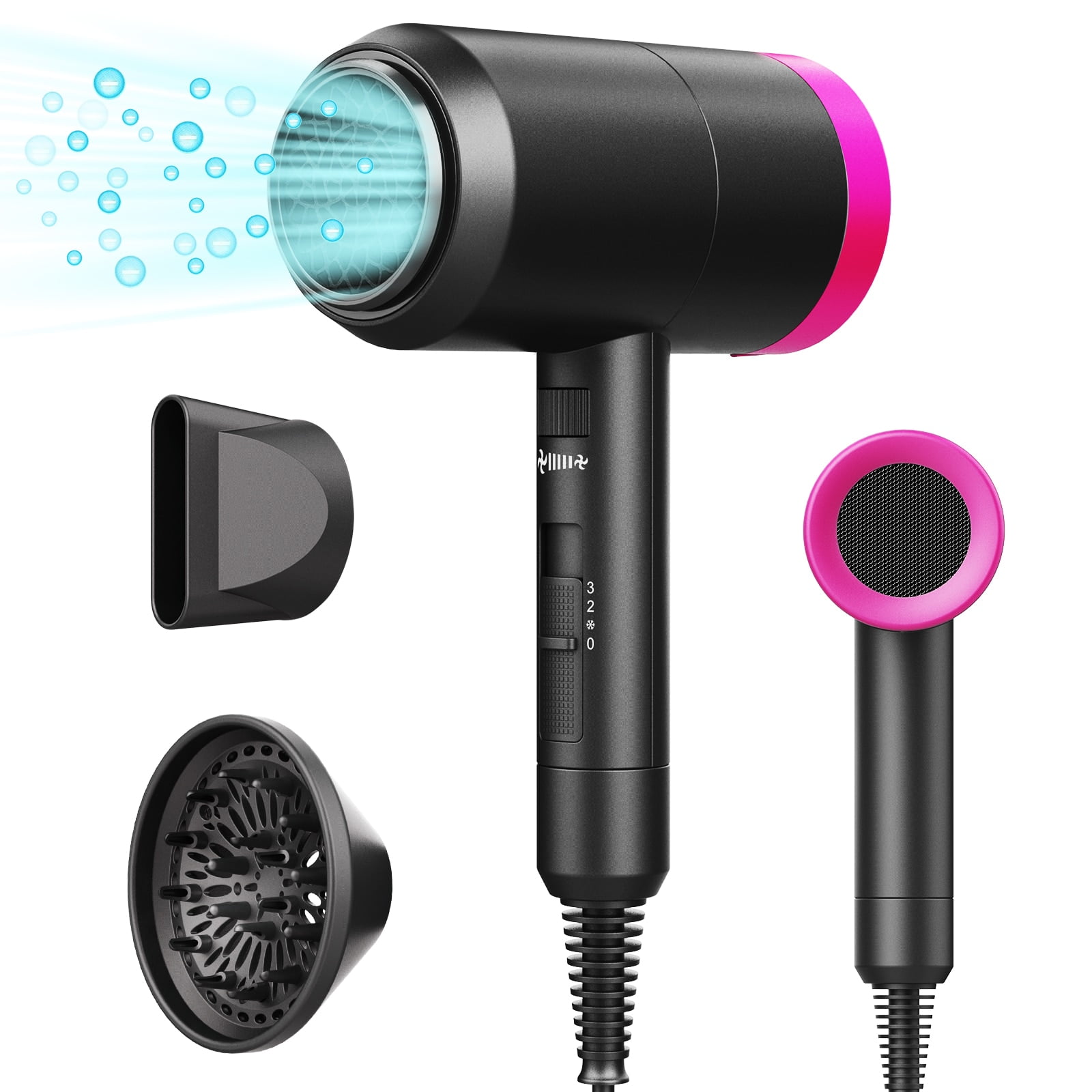 3 Heating and Cool Button Jooayou Professional Hair Dryer 2000W Fast Dry Negative Ions Hair Blow Temperature Hairdryer with Diffuser Hairdryer with 2 Speeds