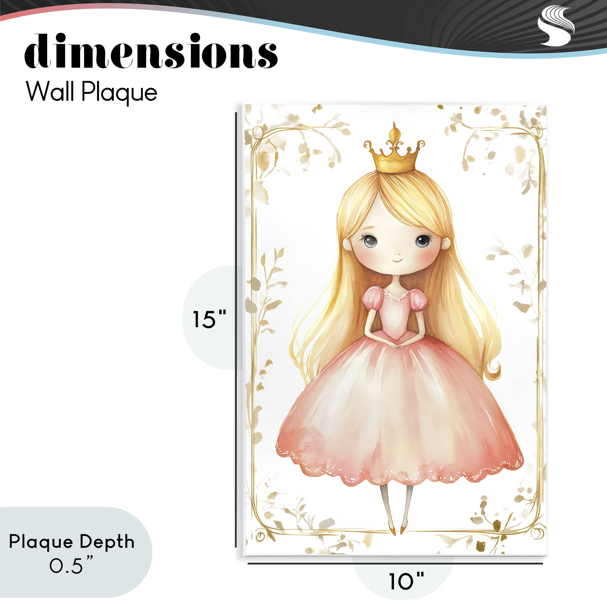 Stupell Industries Golden Crown Fairytale Princess Wall Plaque Art, design by Creative Studio