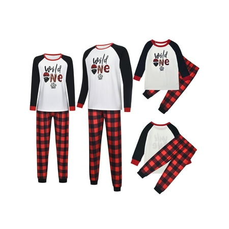 

Parent-Child Plaid Nightclothes Christmas Pajamas Family Matching Set Printed Long Pants