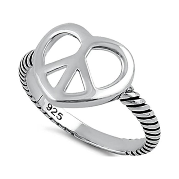 Mooneye Stackable 925 Sterling Silver Oxidized Platinum Plated Peace Women Valentines Day Gifts Ring