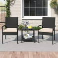 thumbnail image 2 of Gymax 3 Piece Patio Furniture Set Outdoor Wicker Chair & Table Set w/ Seat Cushions Beige, 2 of 10