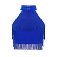 thumbnail image 2 of vastwit Kids Girls Latin Dance Tassel Shirt Sleeveless Layered Fringe Crop Top Samba Tango Ballroom Dancewear Royal Blue 14, 2 of 7