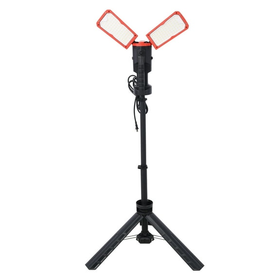 10000 Lumen LED Work Light with Tripod - 100W Dual-Head Work Light, Adjustable Rotating Waterproof Lamp, 9ft Cord - Construction, Garage, Outdoor Use