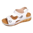 thumbnail image 5 of Rokment Women's Orthopedic Wedge Walking Sandals Beach Comfortable Arch Support Platform Mid Heels Non Slip Work Summer Shoes for Woman with Adjustable Straps White Size 8.5, 5 of 6