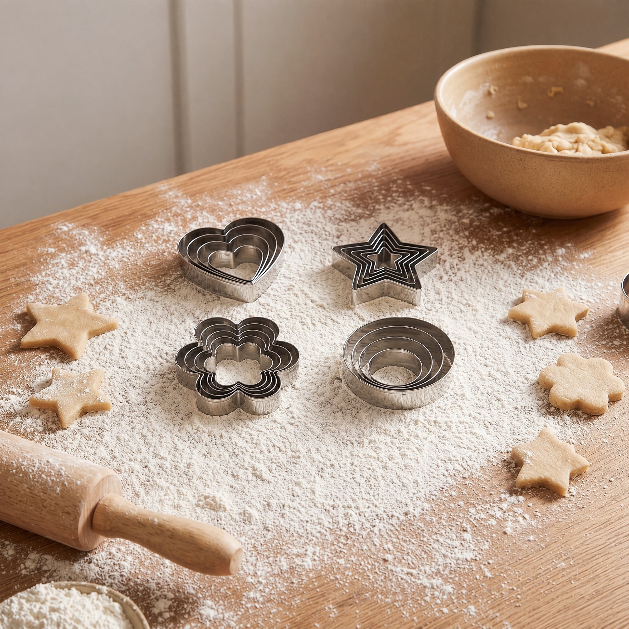 Unique Bargains 20Pcs Stainless Steel Small Metal Cookie Cutters Set Silver-3