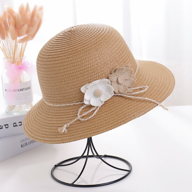 Handmade Wide Brim Sun Straw Hat with Flower - UV Protection, Foldable Ltpwer, Crochet Sun Hat for Women, Floral Decorative Straw  main image 4