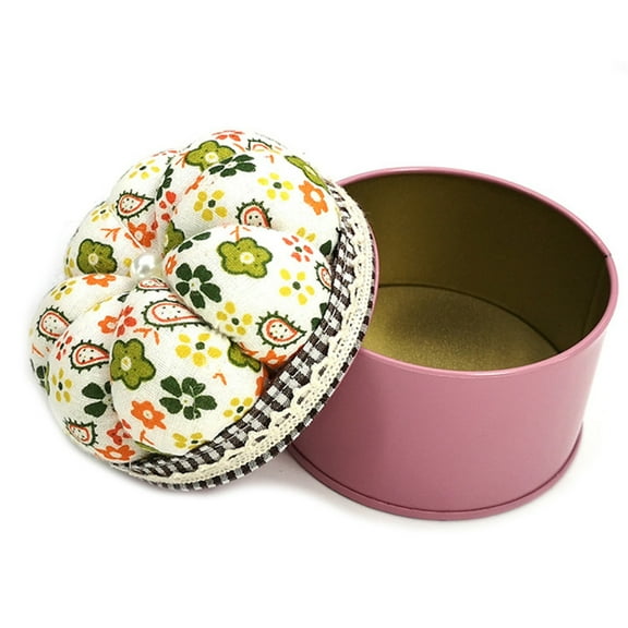 Flower Pin Cushion with Metal Storage Box Sewing Pin Holder for Sewing Supplies