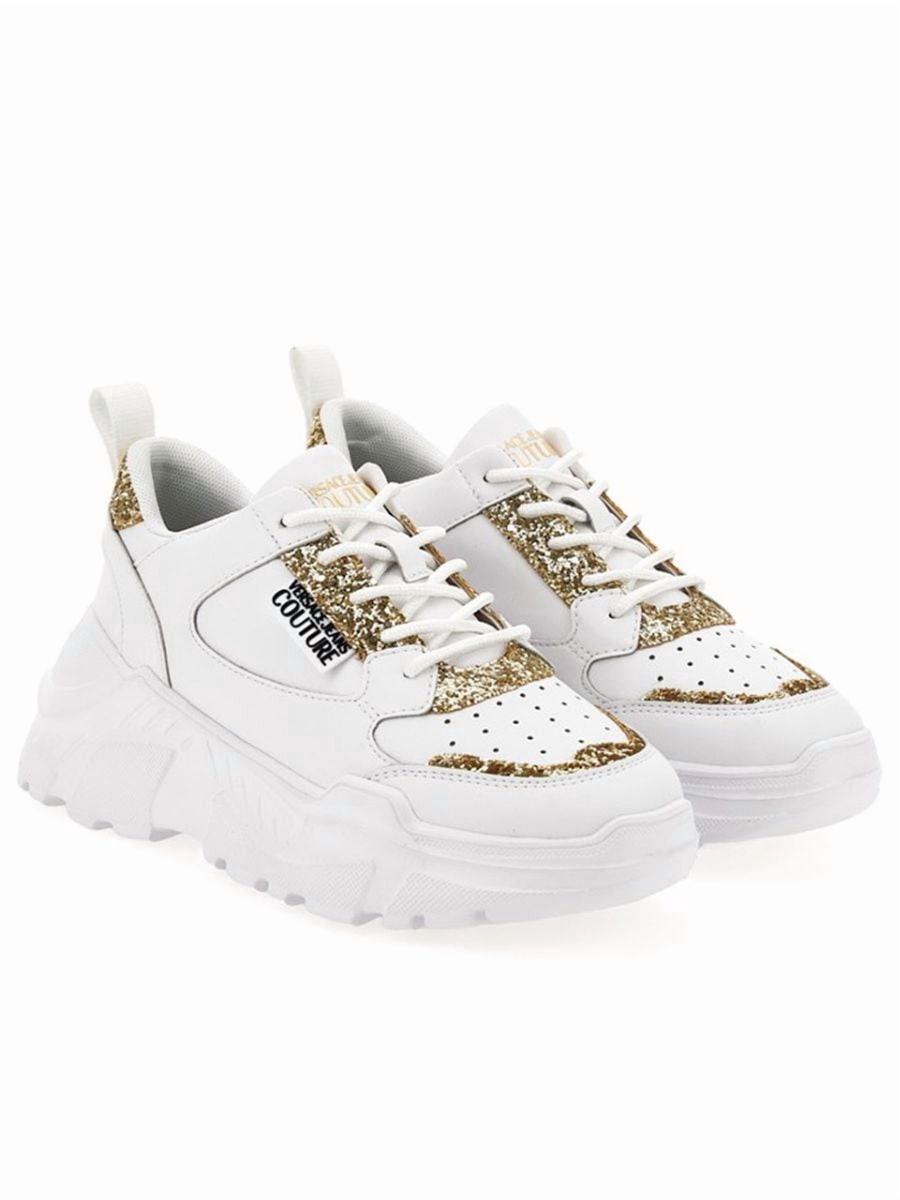 Versace Jeans Couture Womens Chunky White Sneakers with Gold 