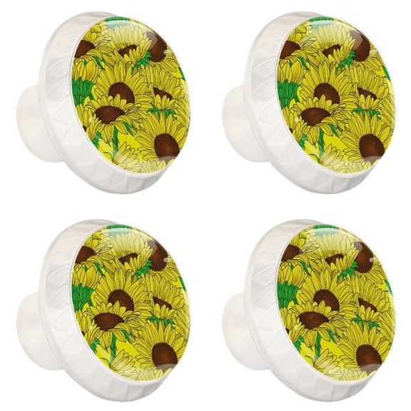 4 Pcs Sunflower Knobs for Kitchen Cabinet Cupboard Dresser Bookcase Drawer Pulls Handles Round Home Decor