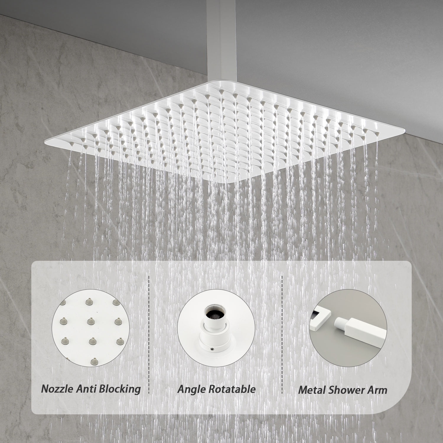 16 Inch Bathroom Luxury Rain Mixer Complete Combo Set Ceiling-Mounted Rainfall Shower Head and Handle System
