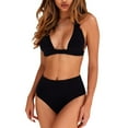 thumbnail image 1 of Cathalem Womens Tummy Control Bathing Suits Two Piece Swimsuit Front Tie Knot Bathing Suit,Black S, 1 of 1