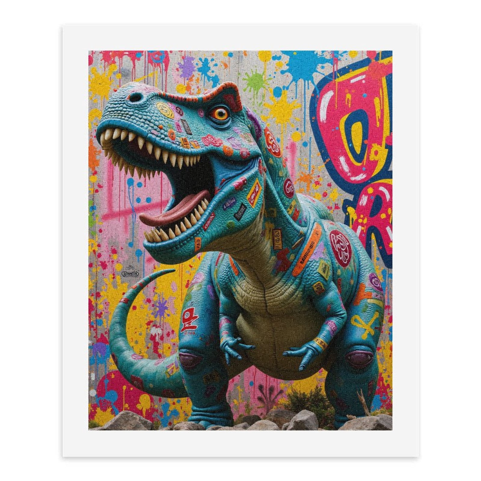 Paint By Numbers Kit for Adults Beginner - DIY Colorful Dinosaur Street Art Canvas Painting Kits for Adults, Frameless Paint By Number for Adults for Home Wall Decor 16x20 Inch