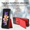 thumbnail image 4 of Phone Case for Samsung Galaxy Z Flip 3 5G 2021 with Card Slot Holder Wallet Cover and Ring Stand  Back Cell Mobile Accessories Protective Case for ZFlip3 Z3 Flip3 3Z Flip3case Red, 4 of 8